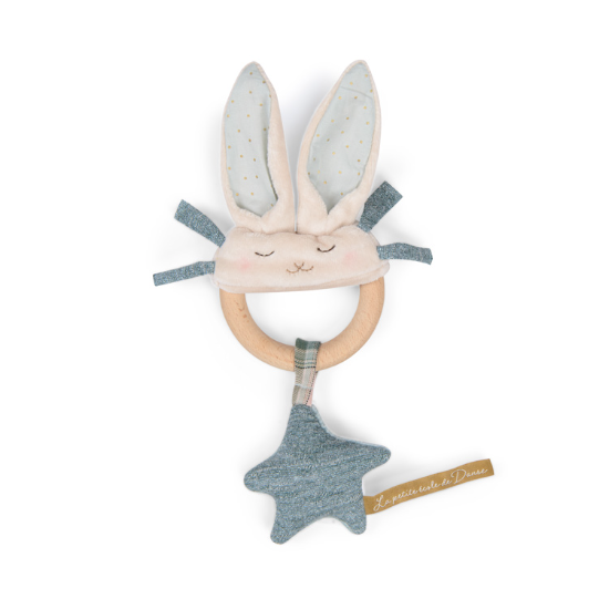 Rabbit Ring Rattle Azul - Sonajero
