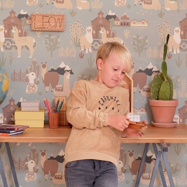 Majvillan Llama Village - Afternoon Blue (Por Rollo)
