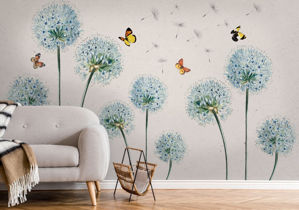 Papel Tapiz Diente de Leon con Mariposas (M2)