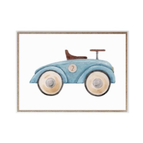 Cuadro Carro Vintage - Celeste