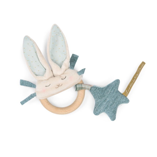 Rabbit Ring Rattle Azul - Sonajero