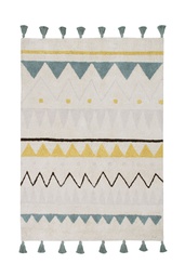 Alfombra Lavable Azteca Natural Azul Vintage